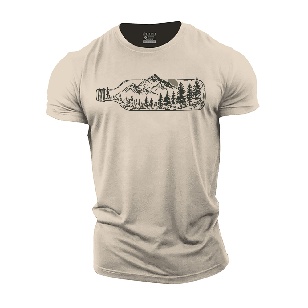 Wine Bottle Landscape Cotton T-Shirt
