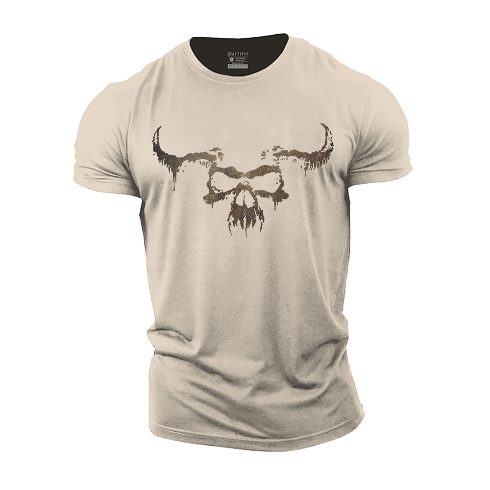 Bull Head Skull Cotton T-Shirt