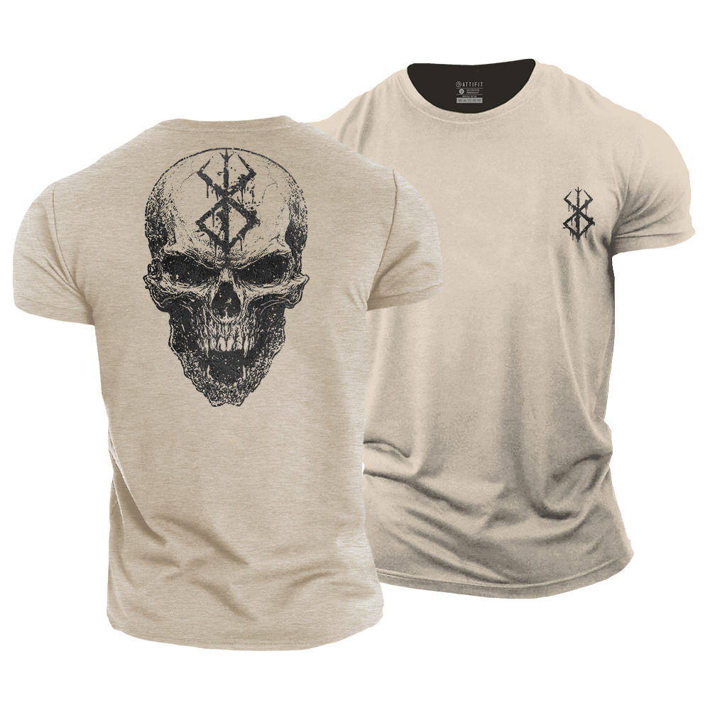 Viking Rune Skull Cotton T-Shirt