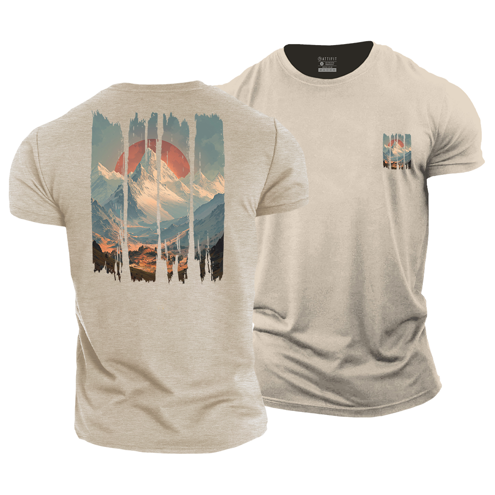 Sunset over the Peaks Cotton T-Shirt