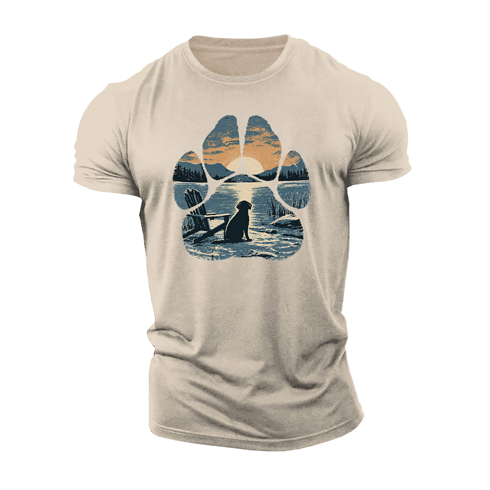 Paw Print Sunset Cotton T-Shirt