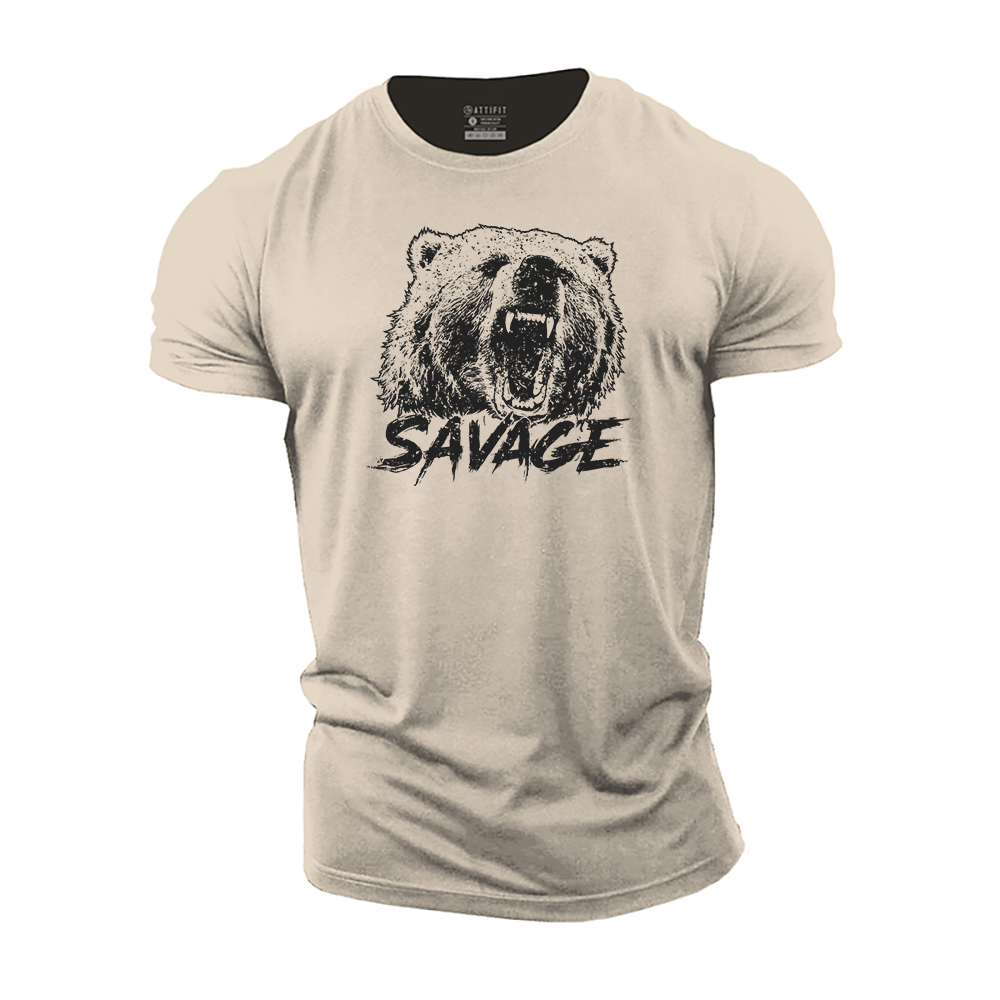 Savage Beast Bear Cotton T-Shirt