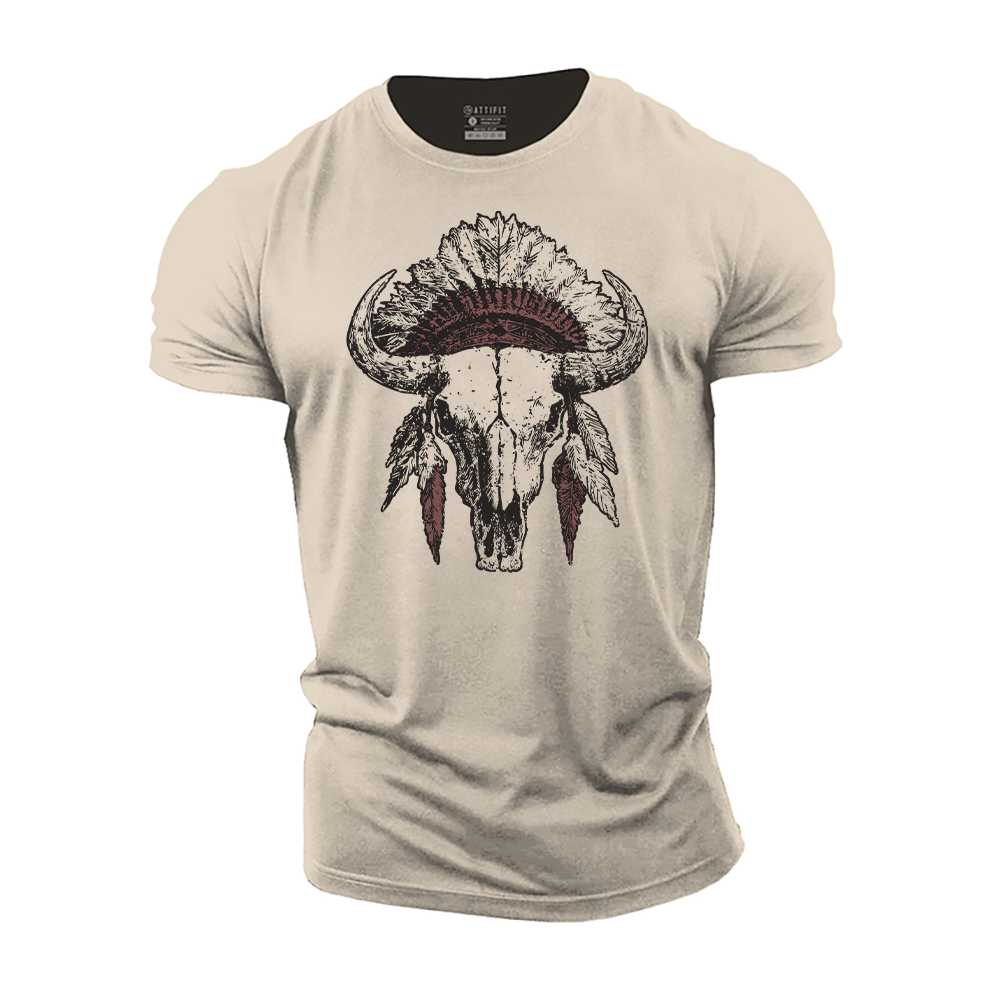 Indian Style Bull Head Cotton T-Shirt