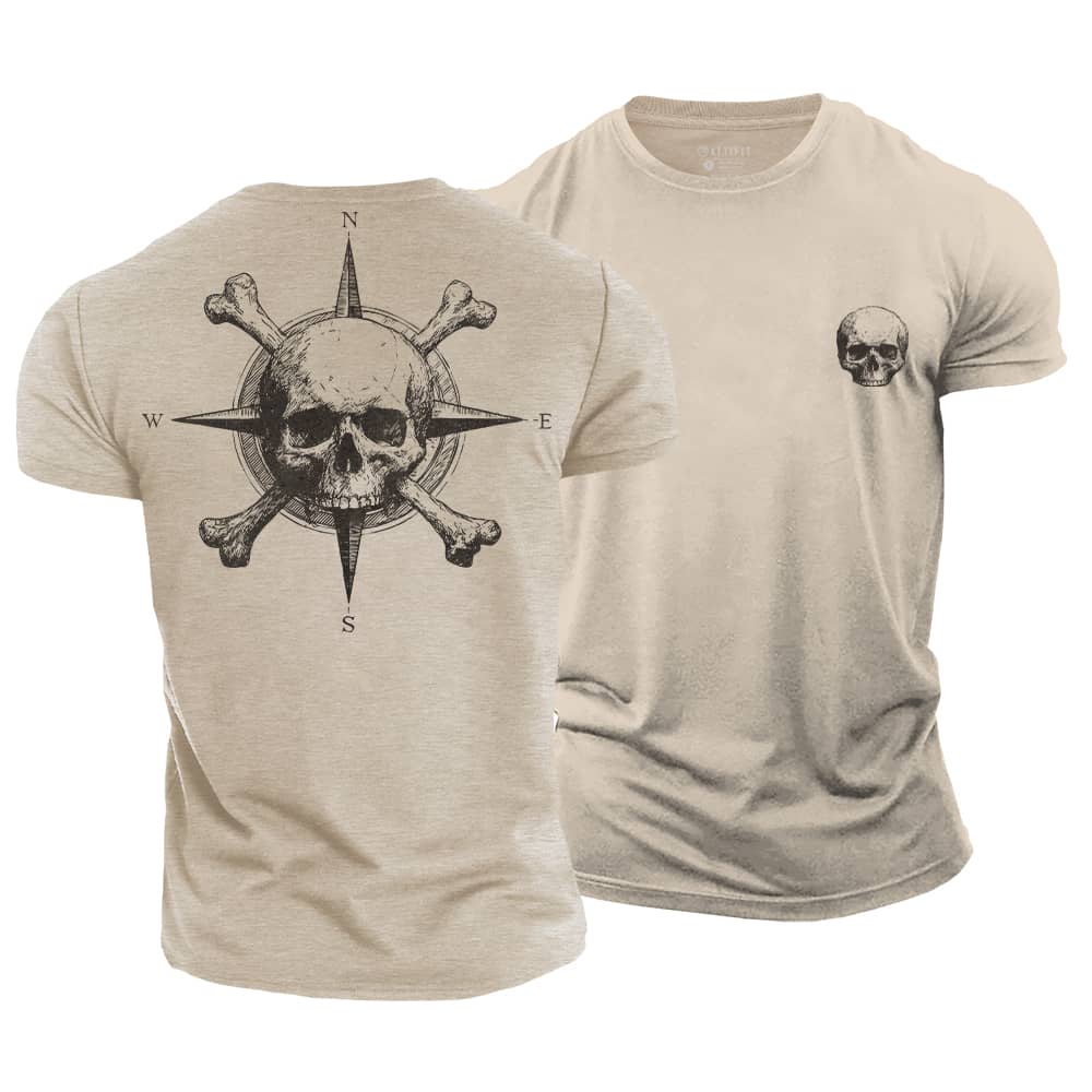 Classic Compass Skull Cotton T-Shirt