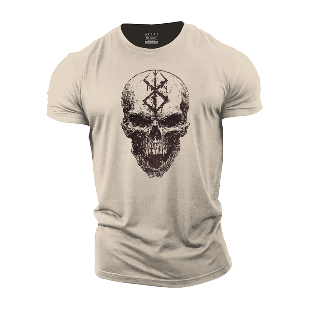 Viking Rune Skull Cotton T-Shirt