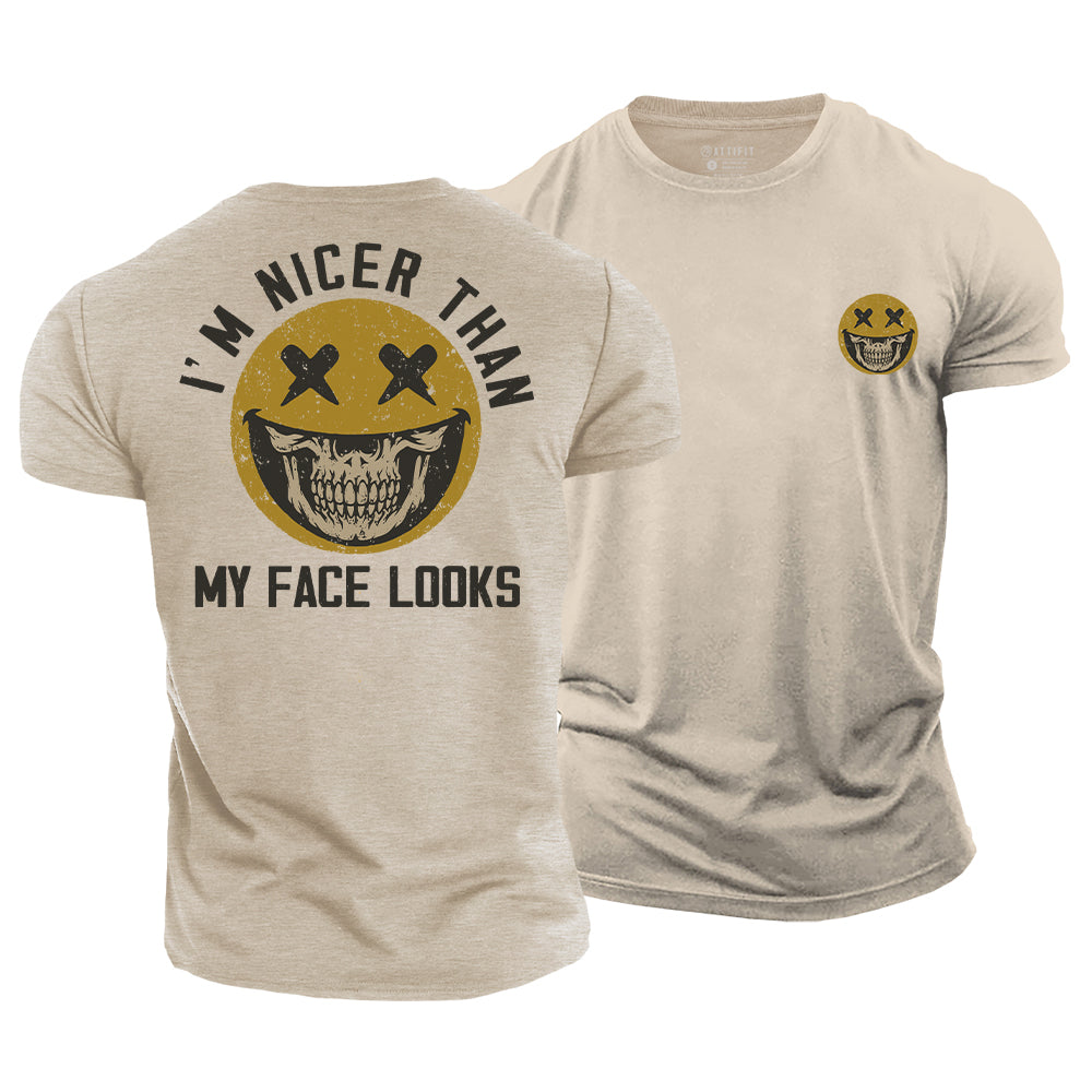 Smiley Skull Humor Cotton T-Shirt