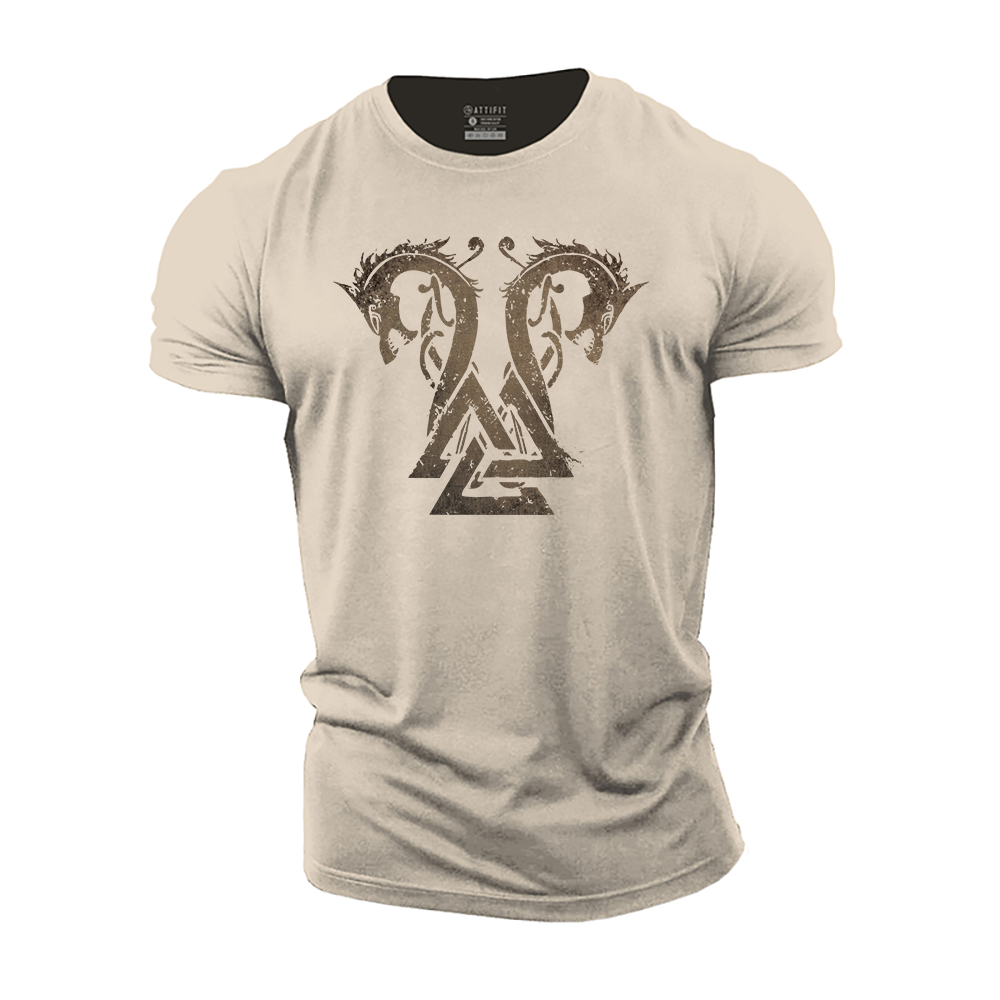 Twin Viking Dragons Cotton T-Shirt