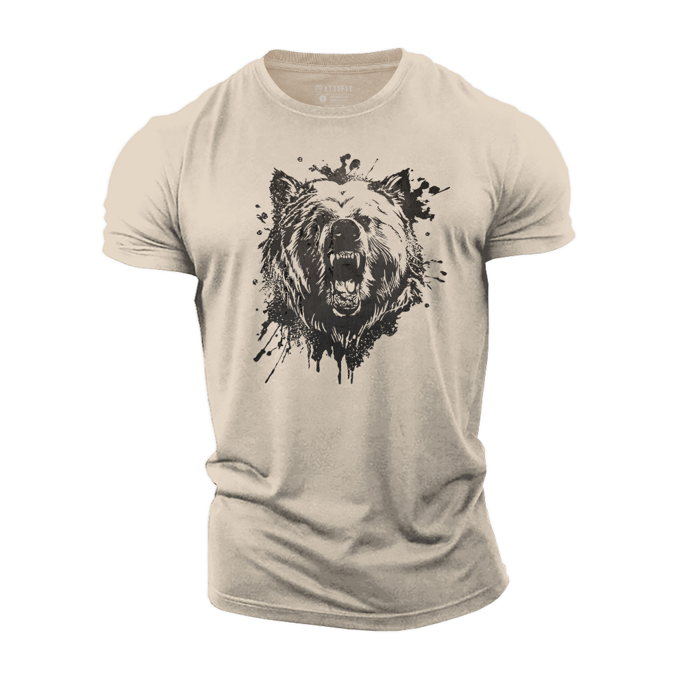 Bear Painted Fury Cotton T-Shirt