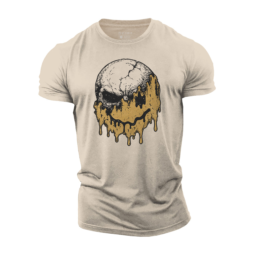 Dripping Happy Skull Cotton T-Shirt