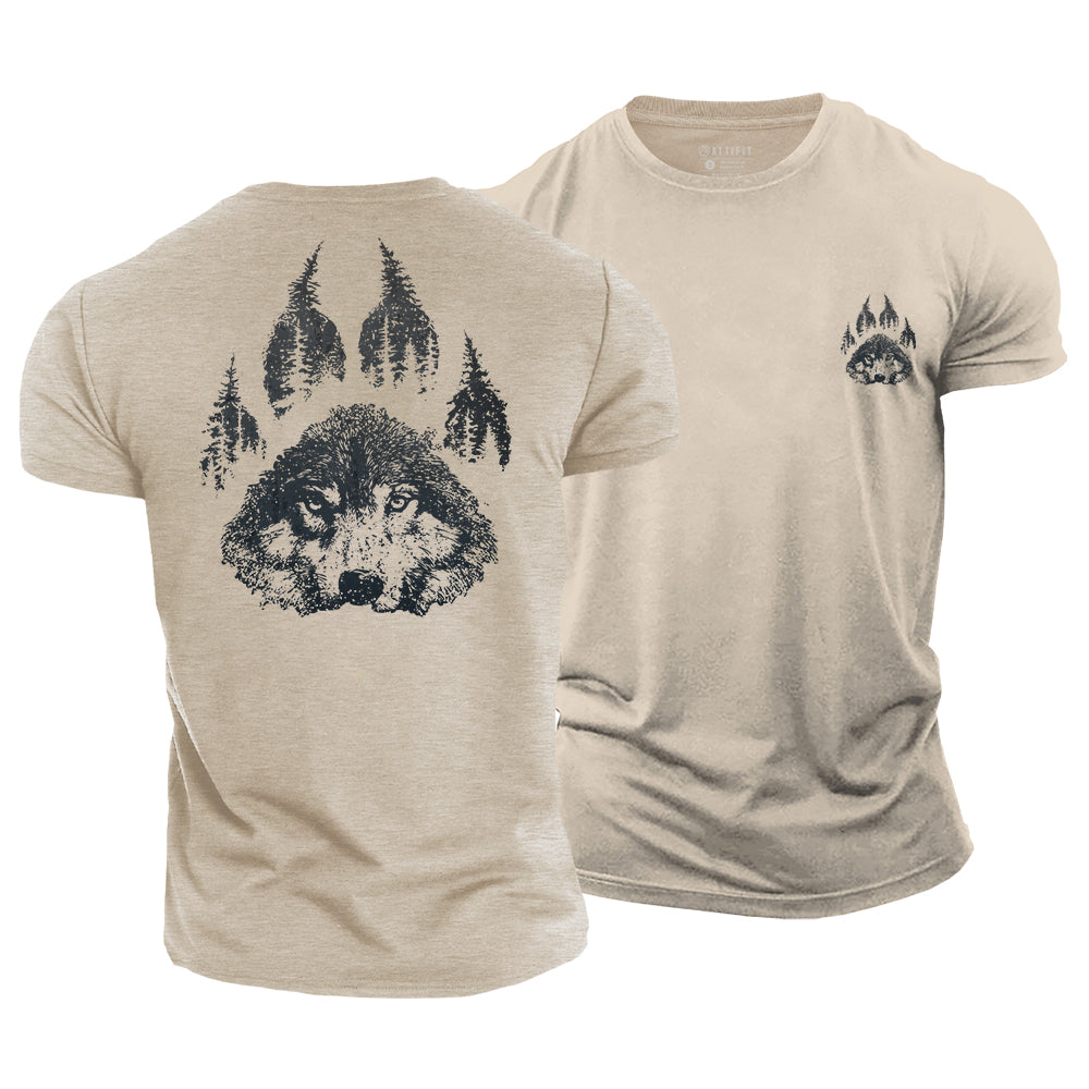 Wolf Paw Forest Cotton T-Shirt