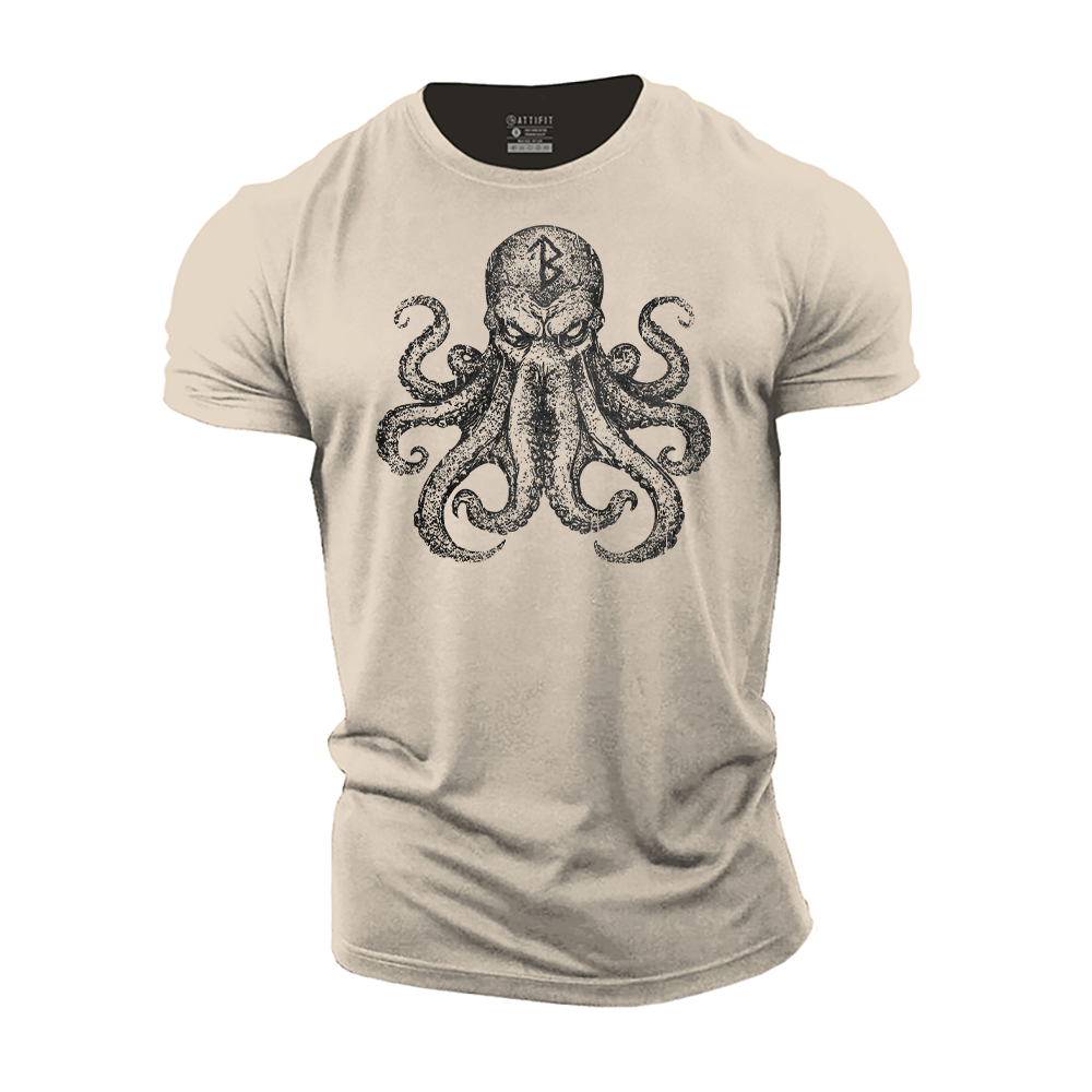 Viking Rune Octopus Cotton T-Shirt