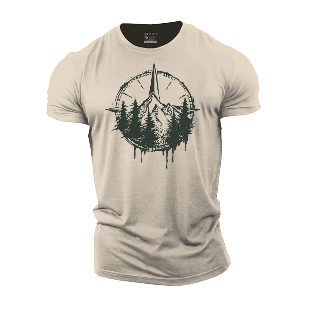 Sketch Outdoor Compass Cotton T-Shirt
