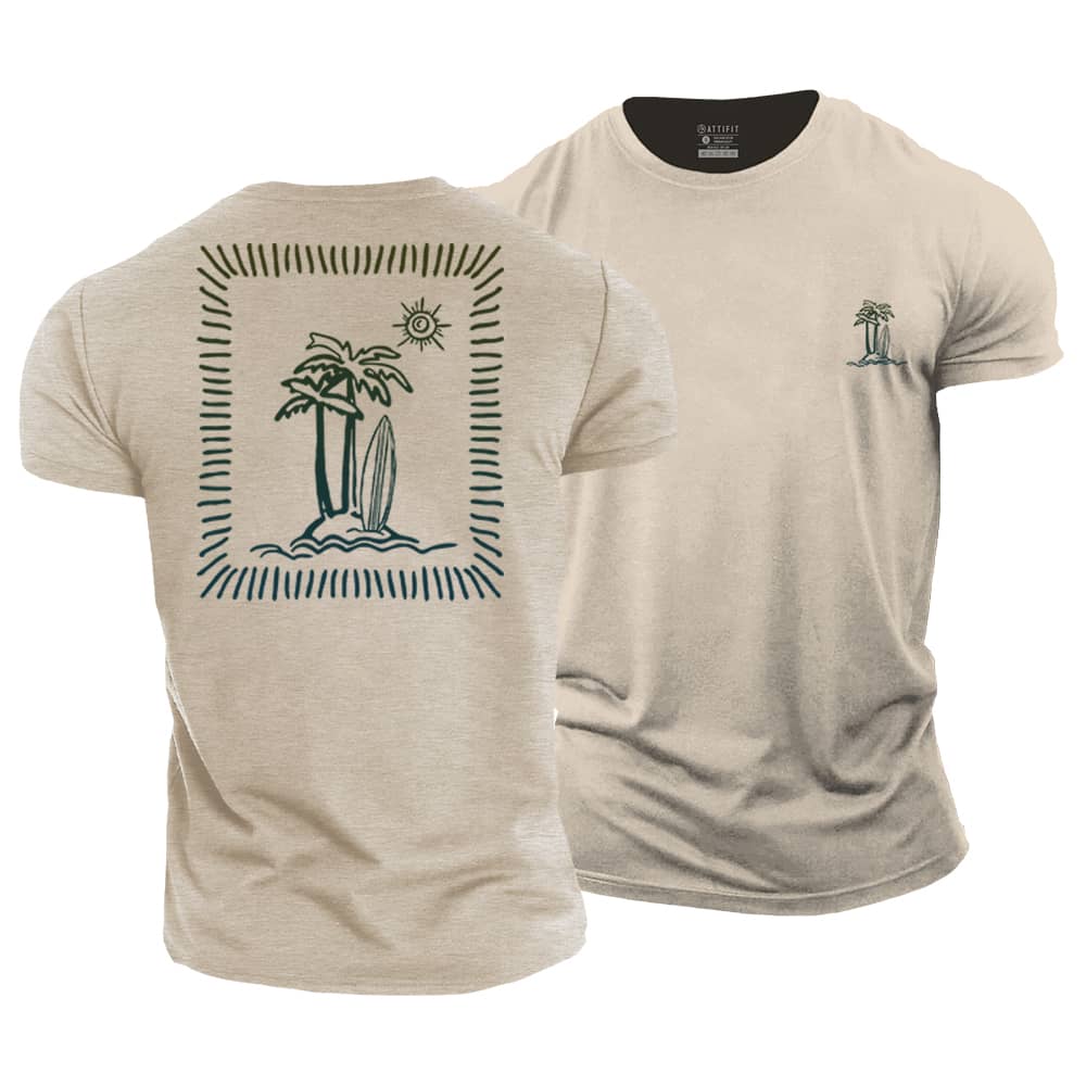 Palm Drawing Frame Cotton T-Shirt