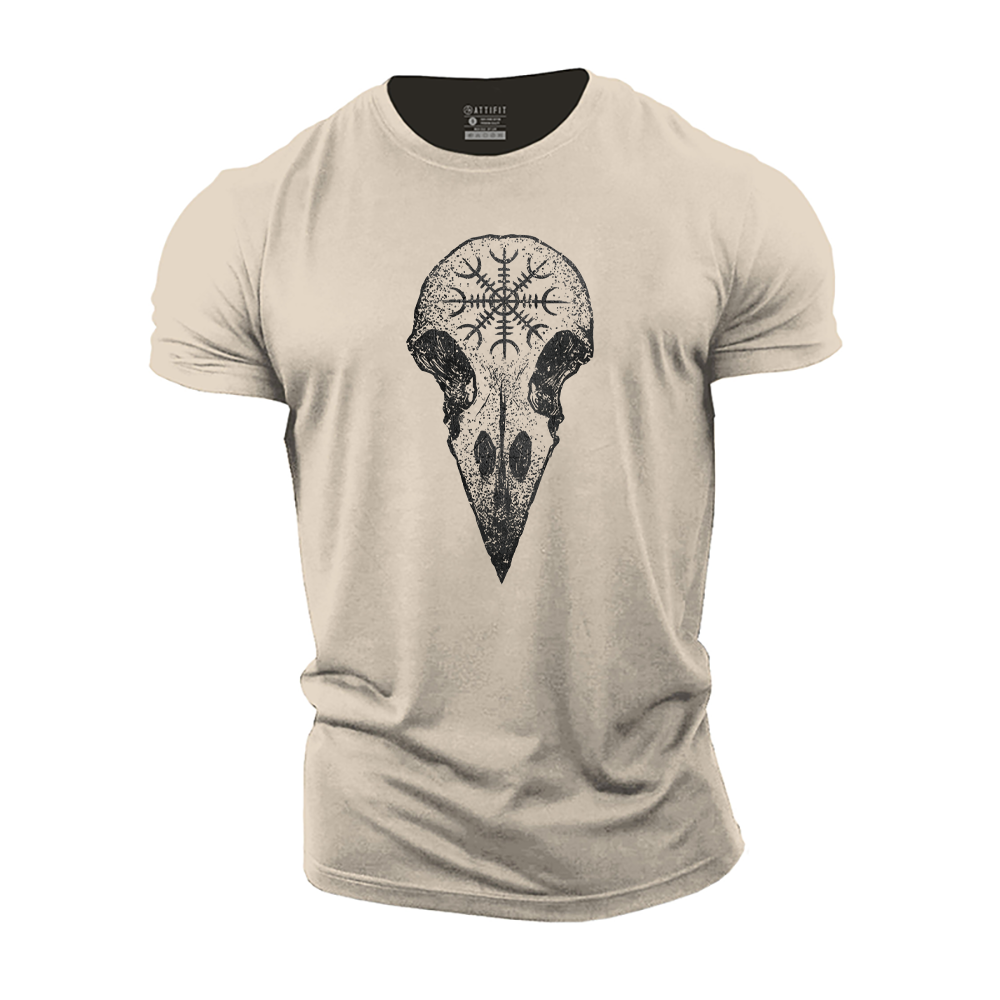Viking Raven Skull Cotton T-Shirt