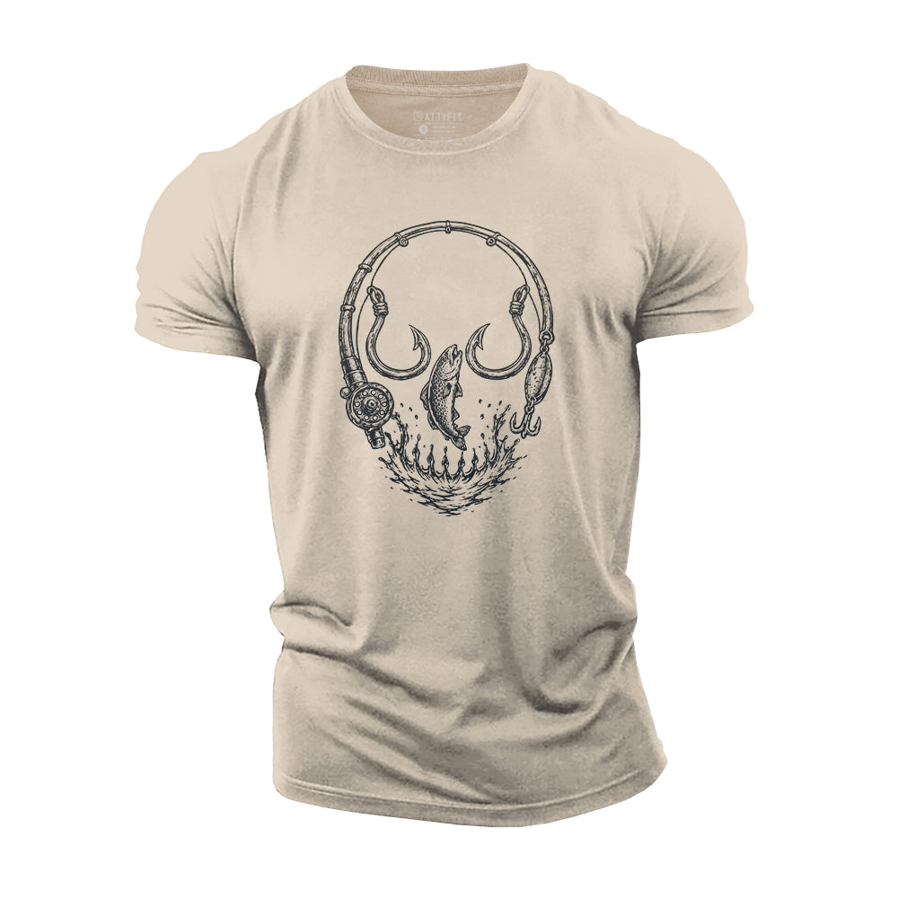 Fishing Skull Cotton T-Shirt