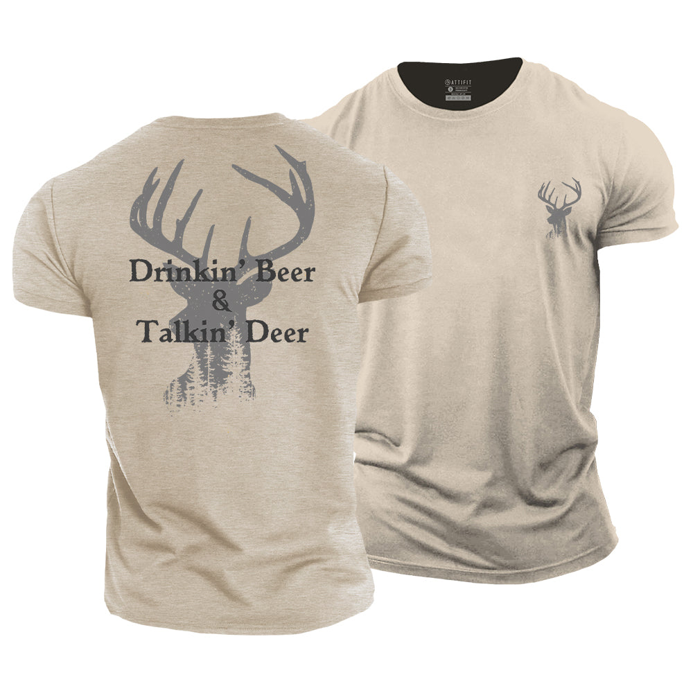 Beer And Deer Cotton T-Shirt