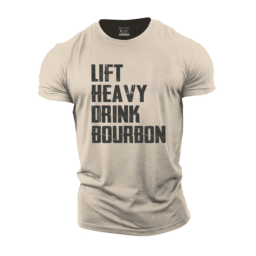 Lift Heavy Drink Bourbon Cotton T-Shirt