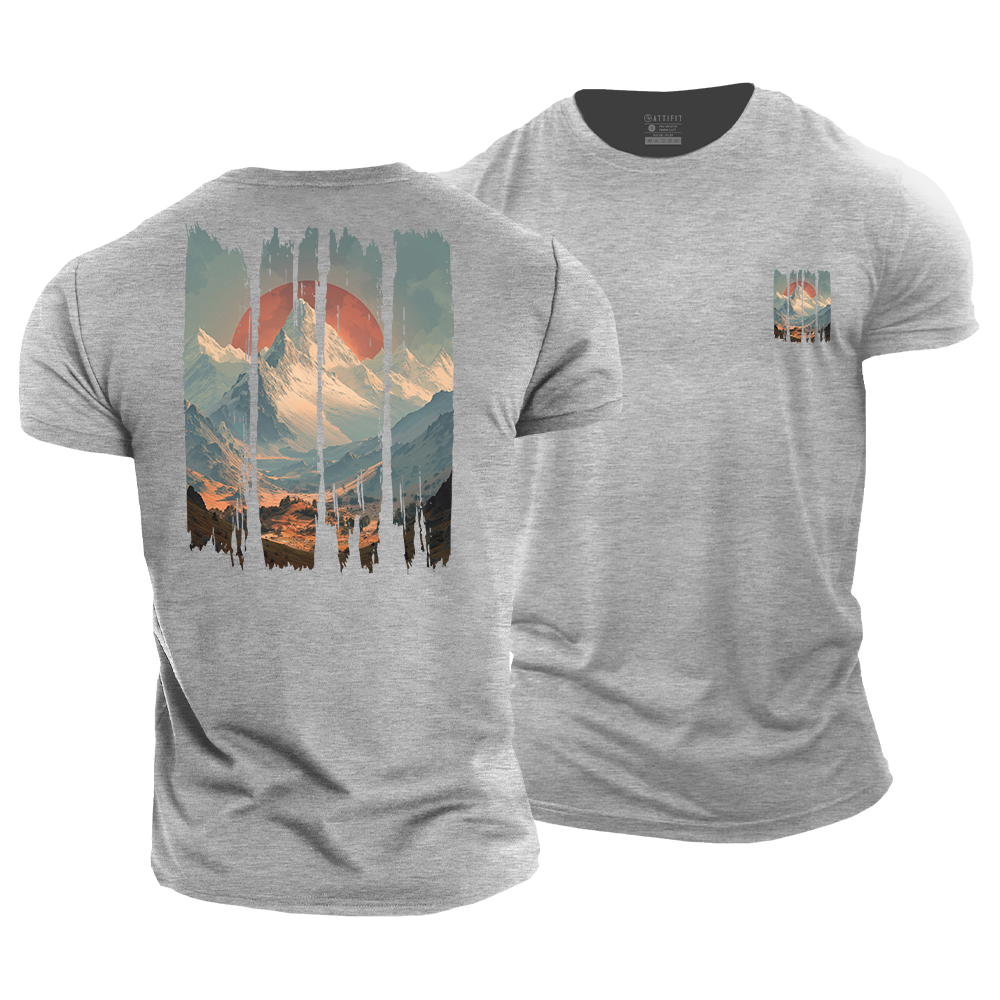 Sunset over the Peaks Cotton T-Shirt