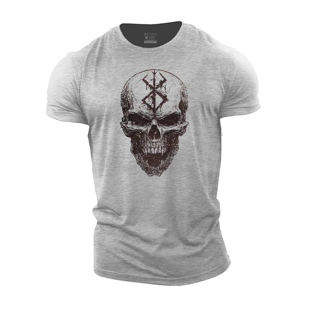 Viking Rune Skull Cotton T-Shirt