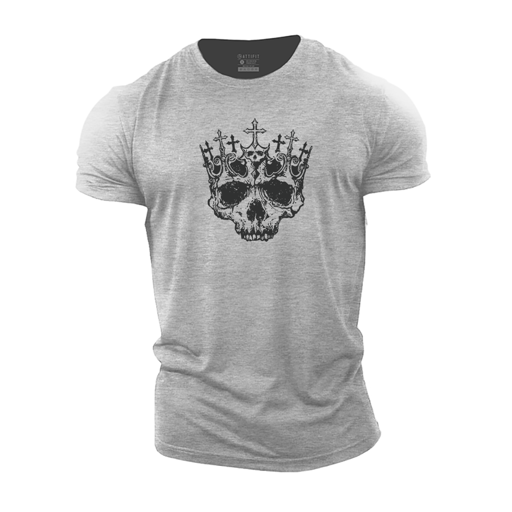 Cross Crown Skull Cotton T-Shirt