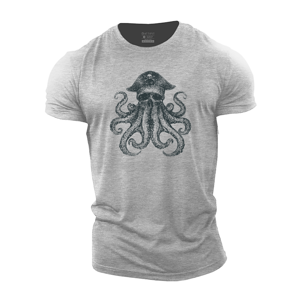 Skull Octopus Pirate Cotton T-Shirt