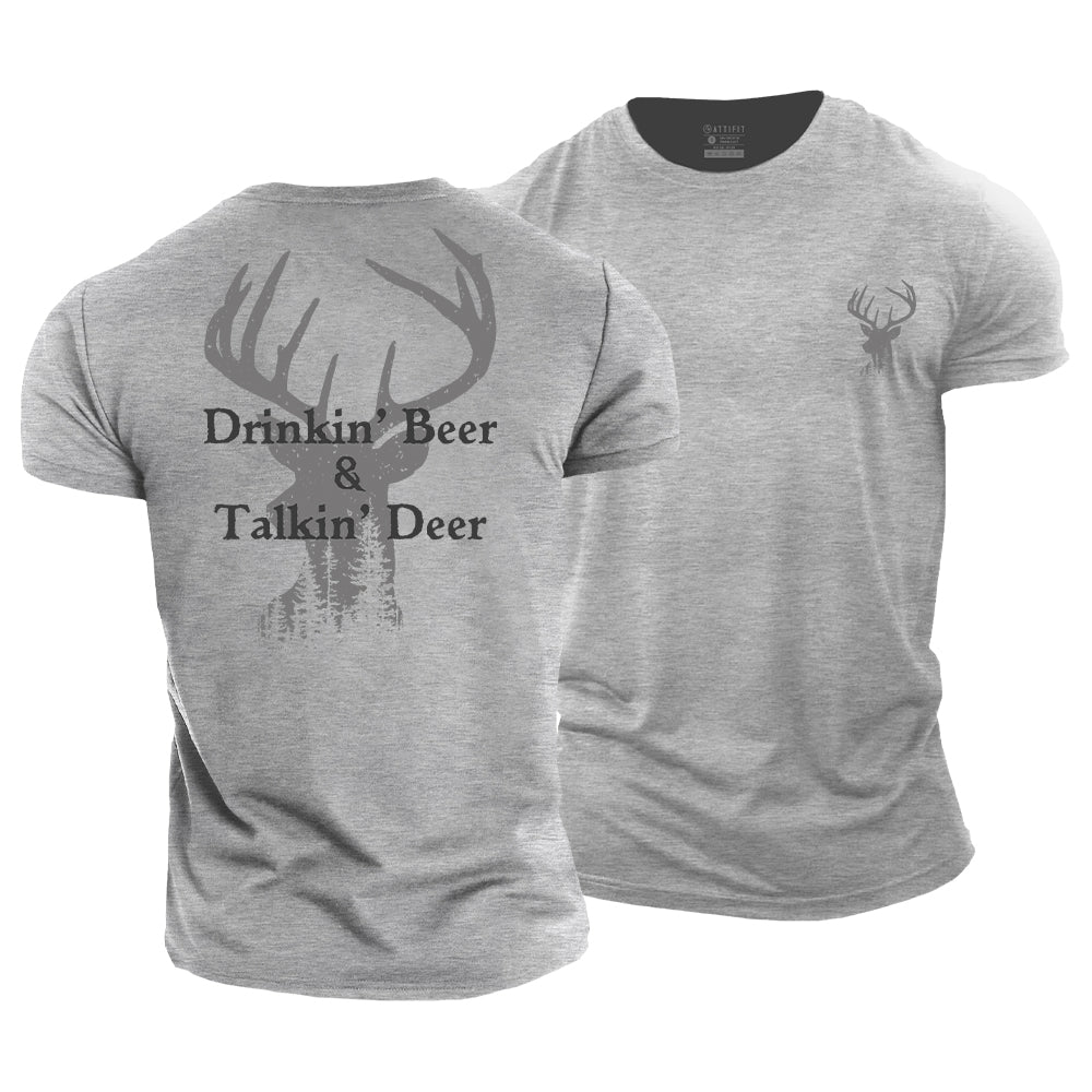 Beer And Deer Cotton T-Shirt