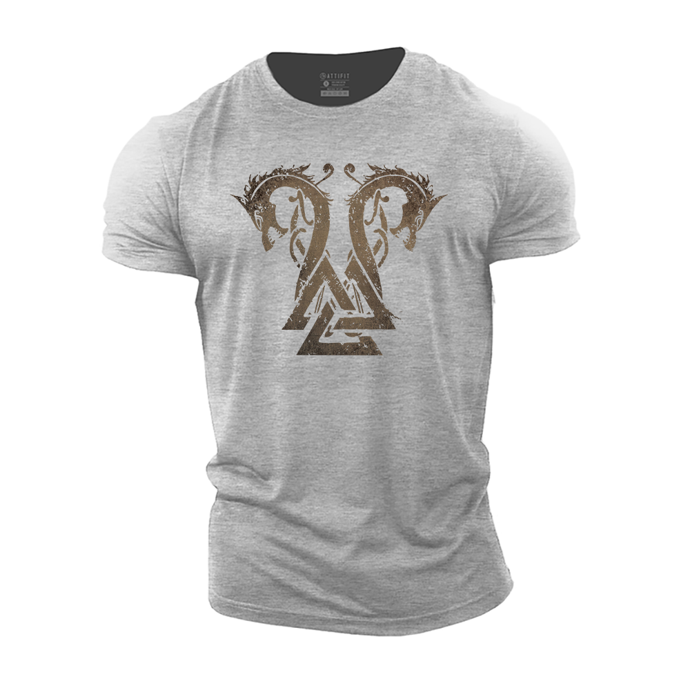 Twin Viking Dragons Cotton T-Shirt