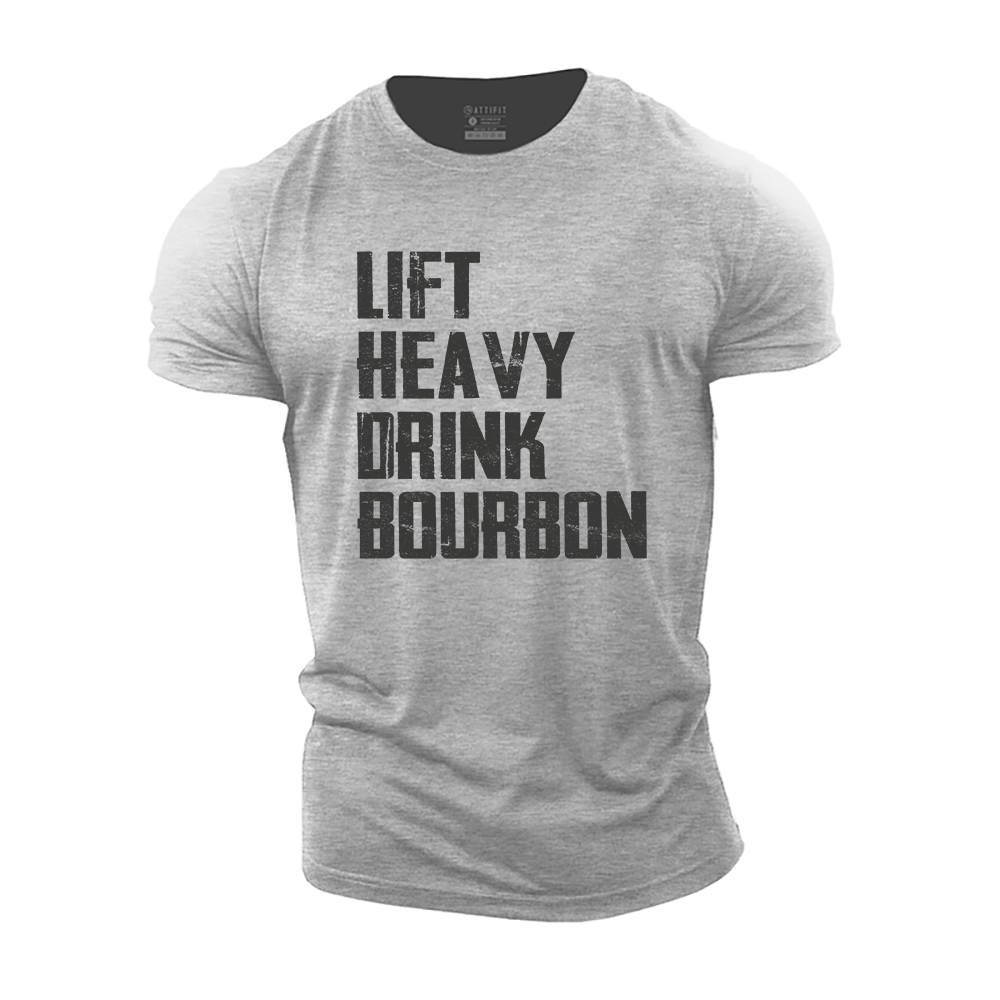 Lift Heavy Drink Bourbon Cotton T-Shirt