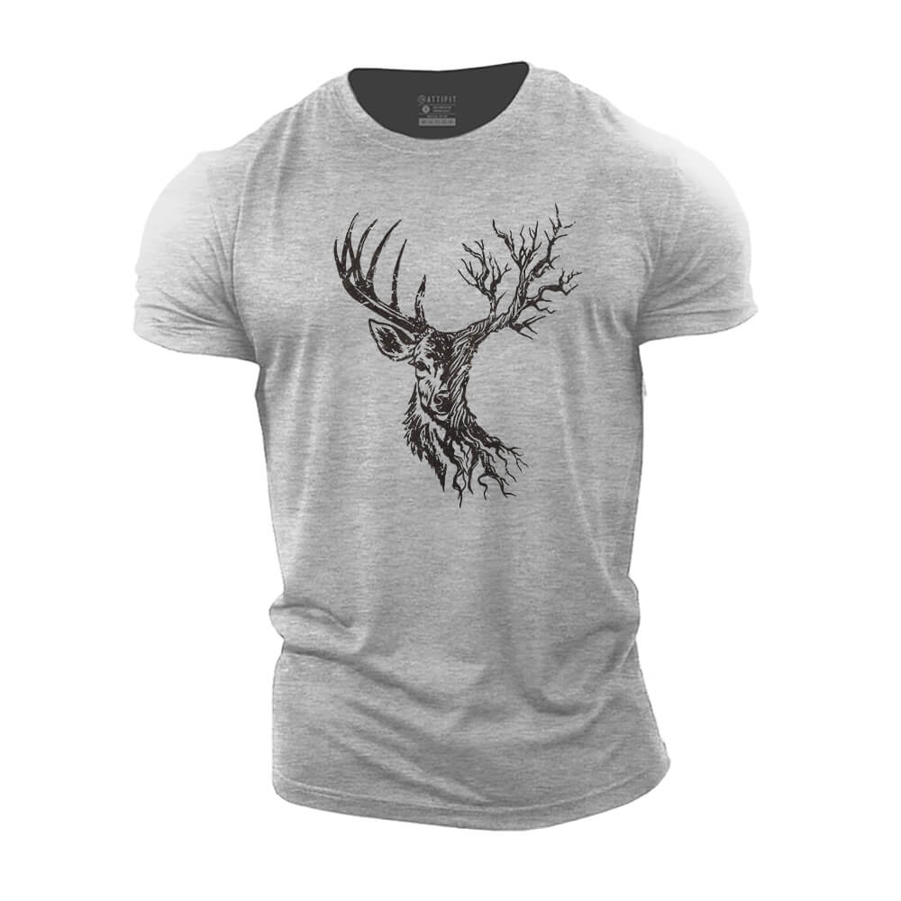 Deer and Tree Cotton T-Shirt