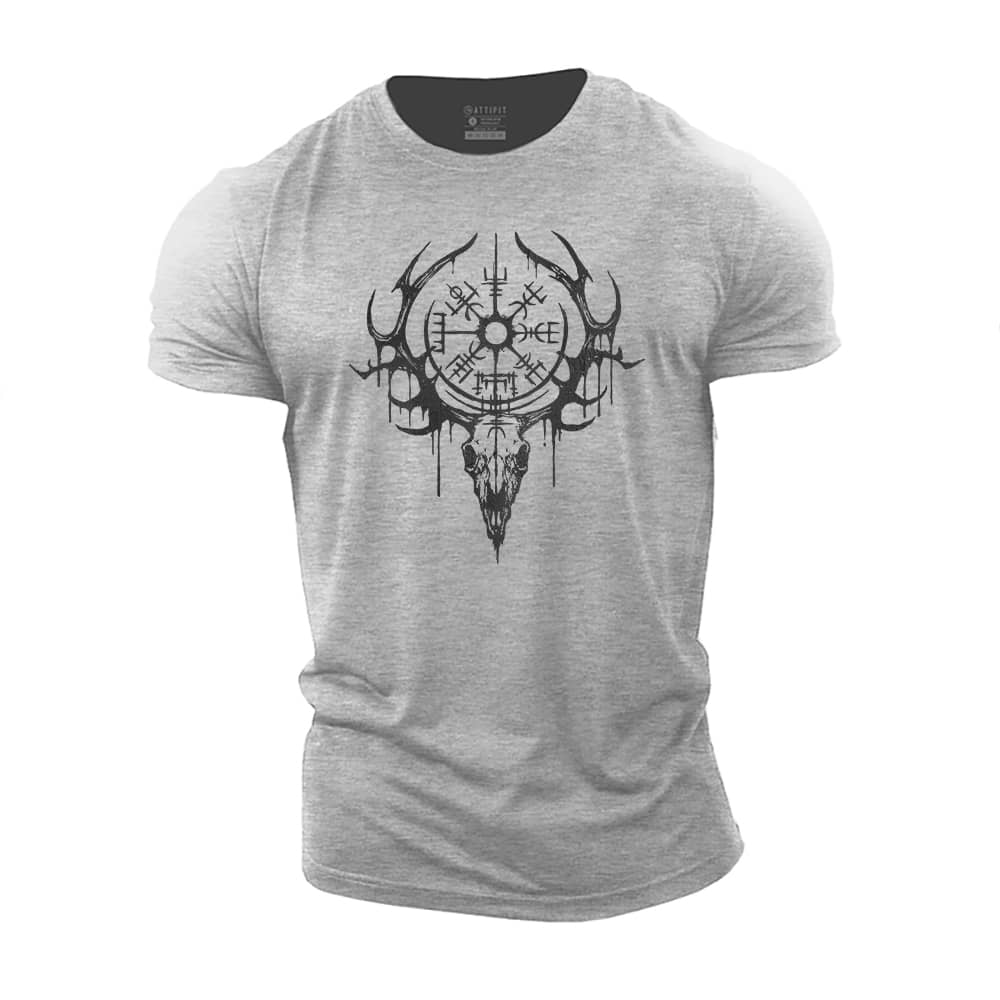 Viking Elk Skull Cotton T-Shirt