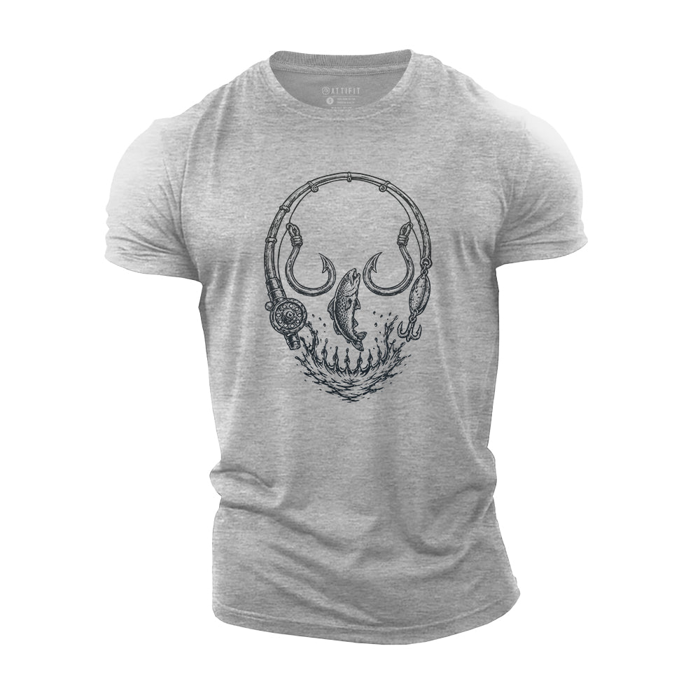 Fishing Skull Cotton T-Shirt