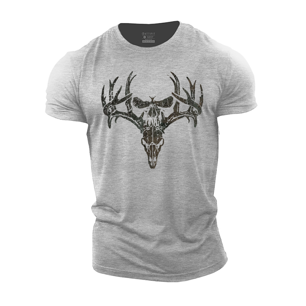 Deer Head Hidden Skull Cotton T-Shirt