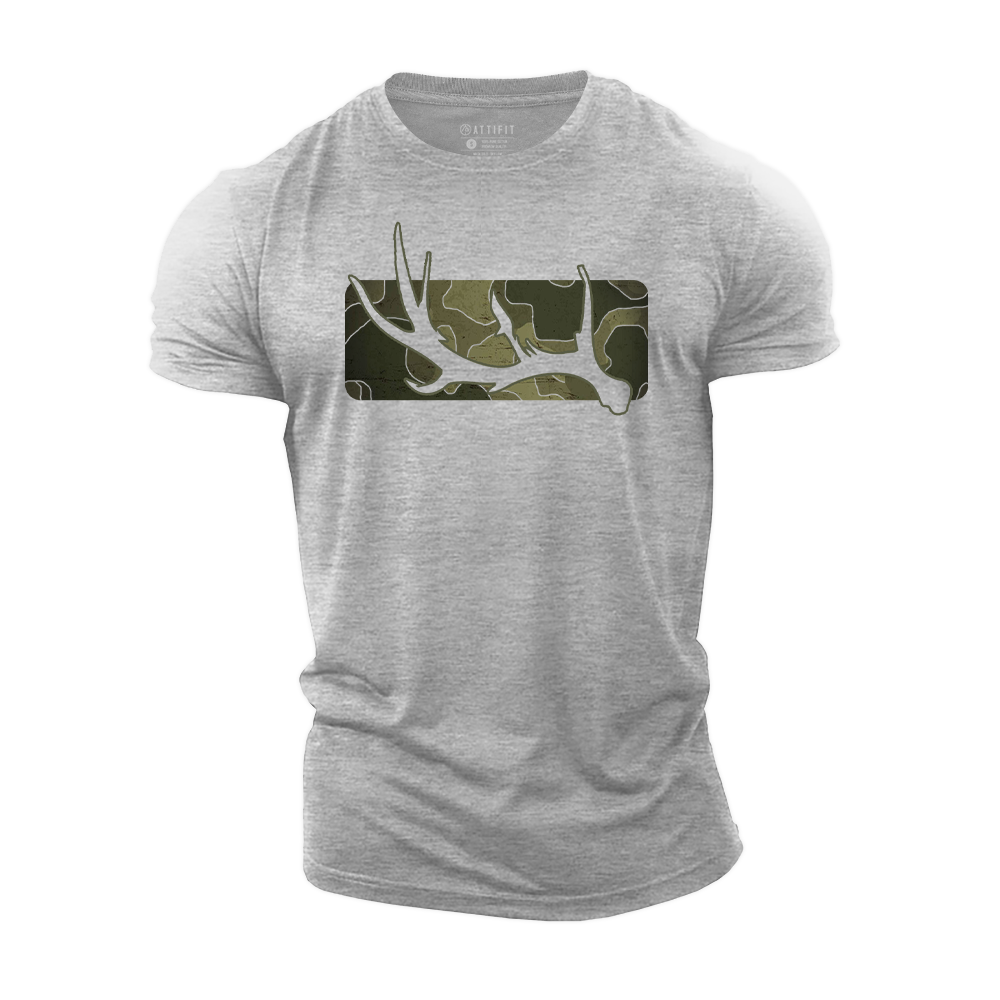 Camo Antlers Cotton T-Shirt