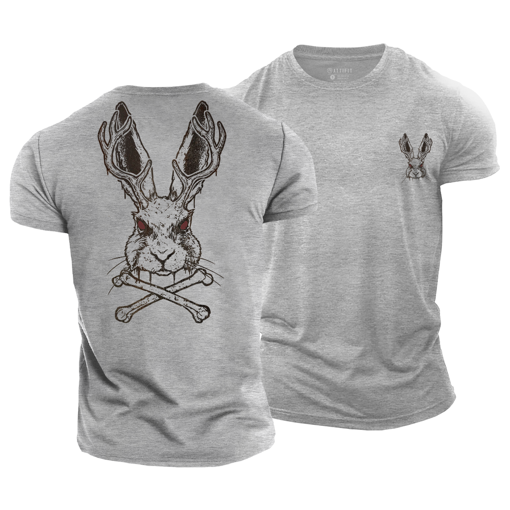 Horned Hare Crossbones Cotton T-Shirt