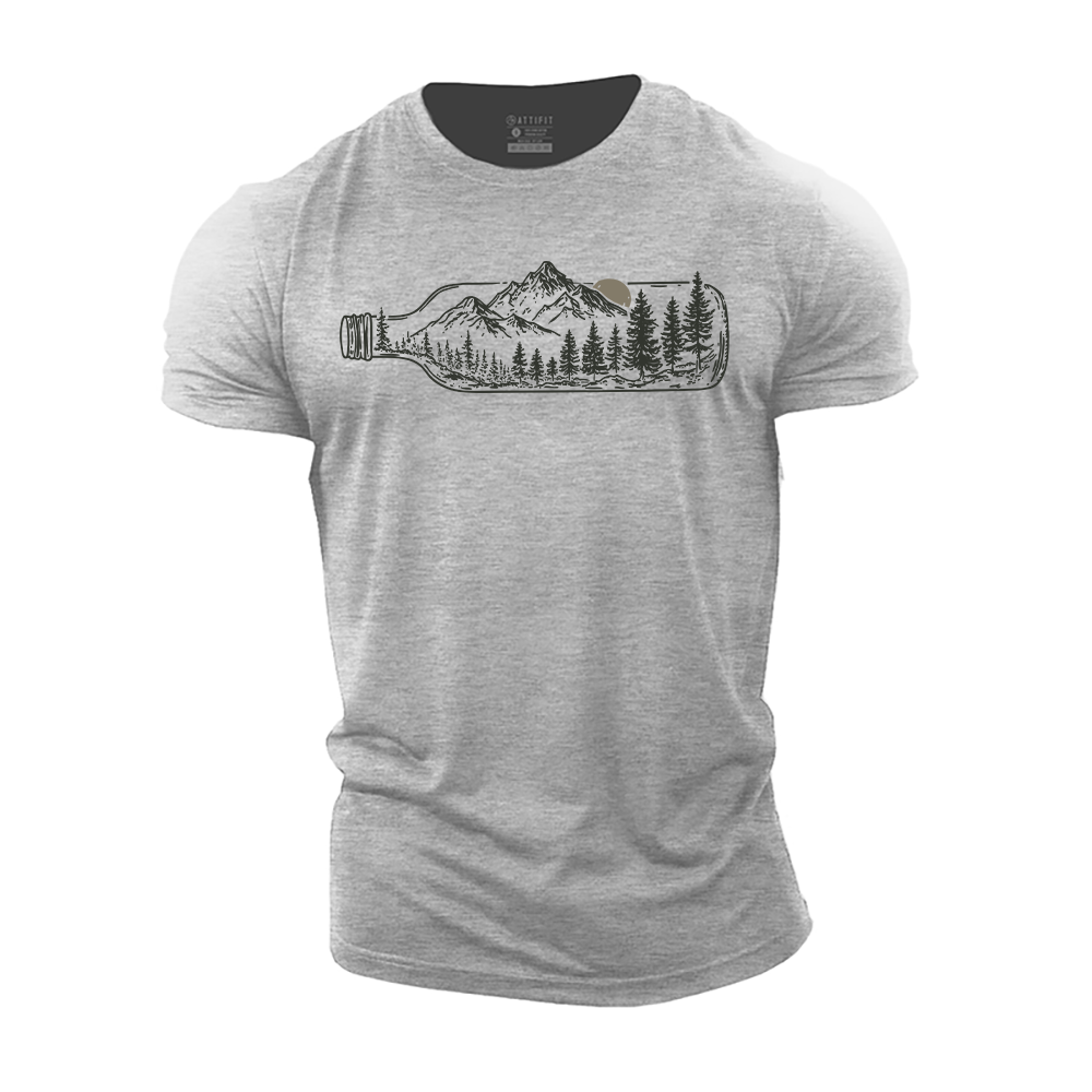 Wine Bottle Landscape Cotton T-Shirt