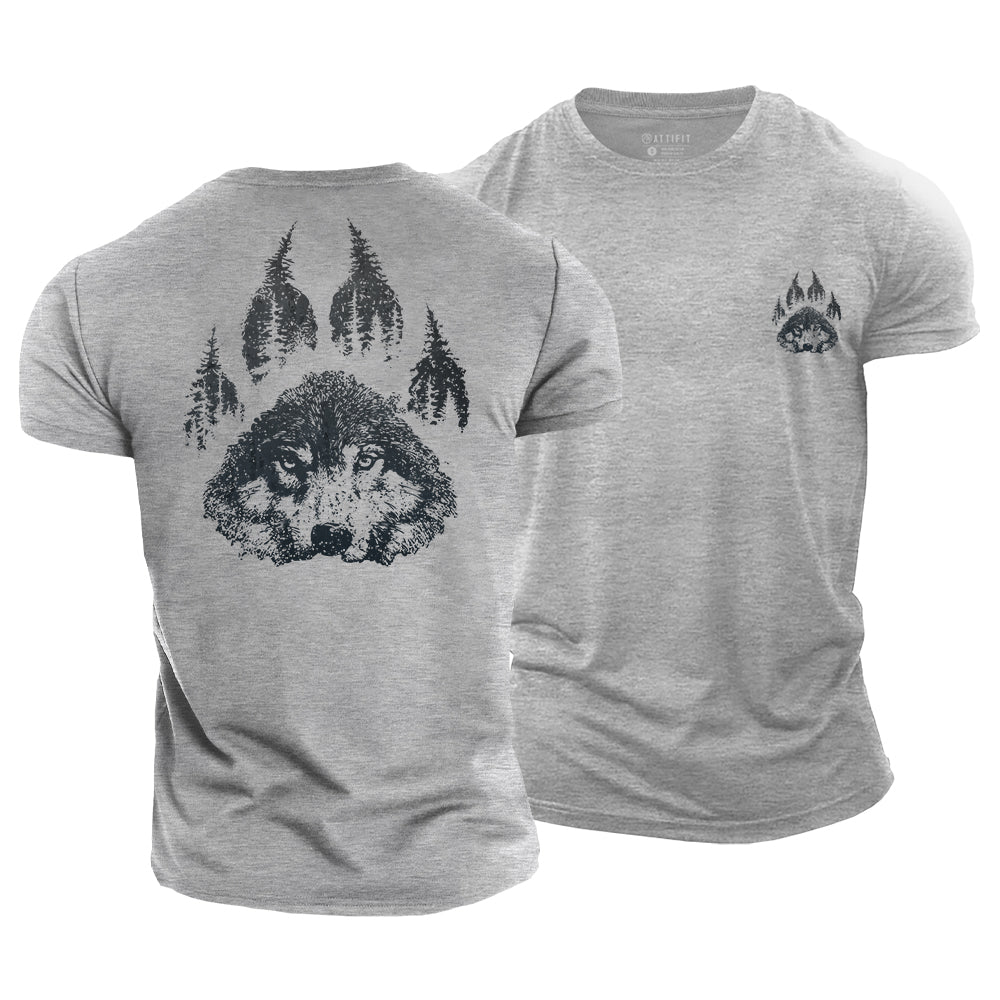 Wolf Paw Forest Cotton T-Shirt