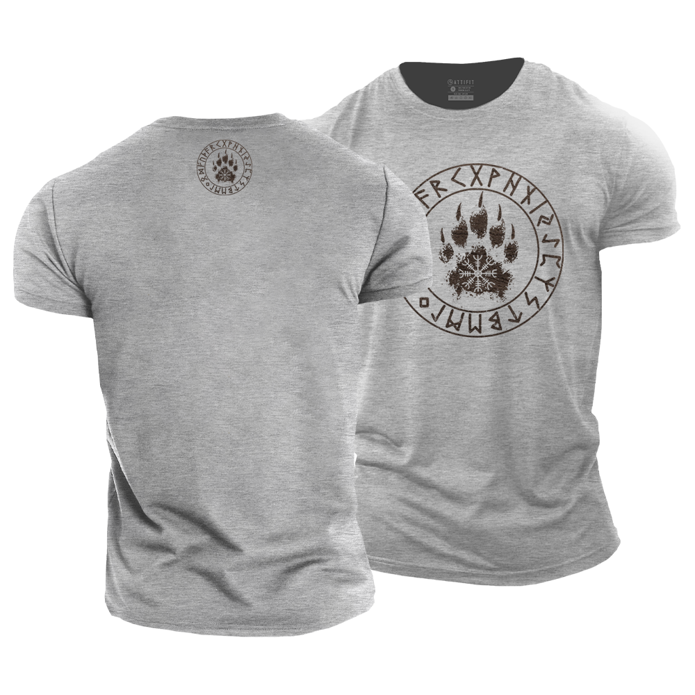 Viking Rune Helm of Awe Bear Claw Cotton T-Shirt