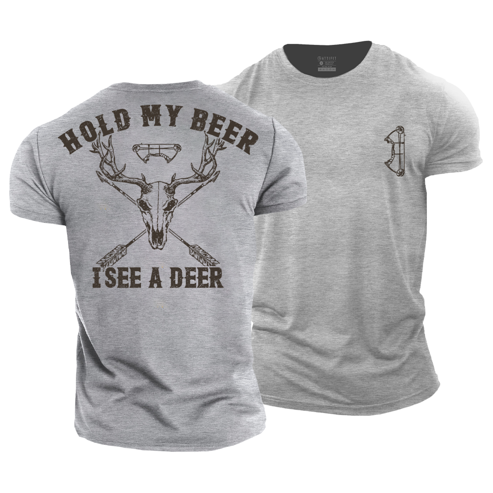 Hold My Beer I See a Deer Cotton T-Shirt