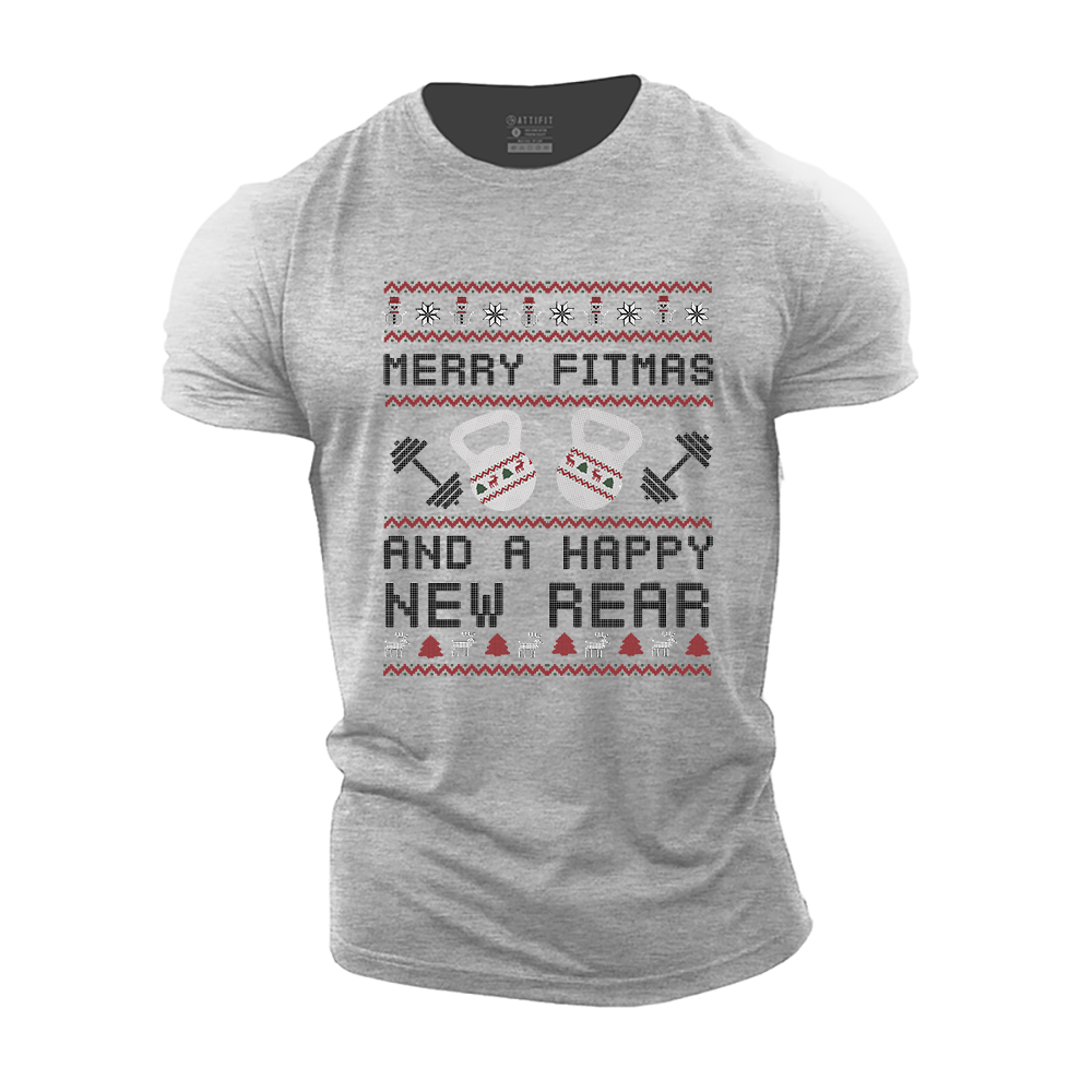 Merry Fitmas and a Happy New Rear Cotton T-Shirt