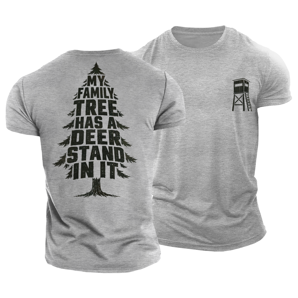 Family Tree Deer Stand Cotton T-Shirt
