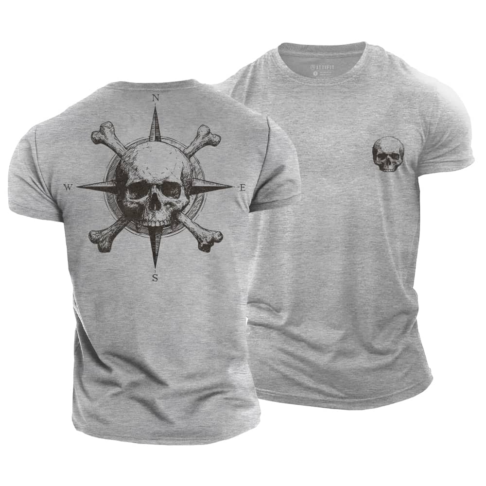 Classic Compass Skull Cotton T-Shirt