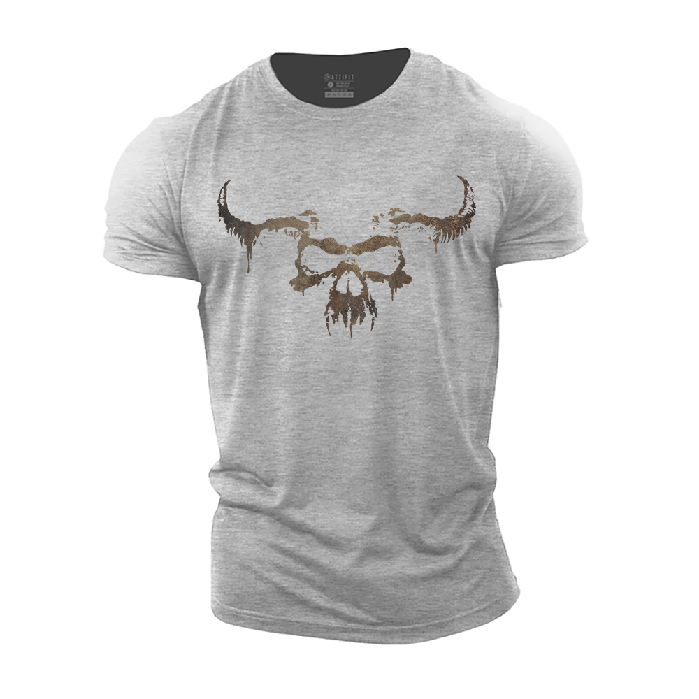 Bull Head Skull Cotton T-Shirt