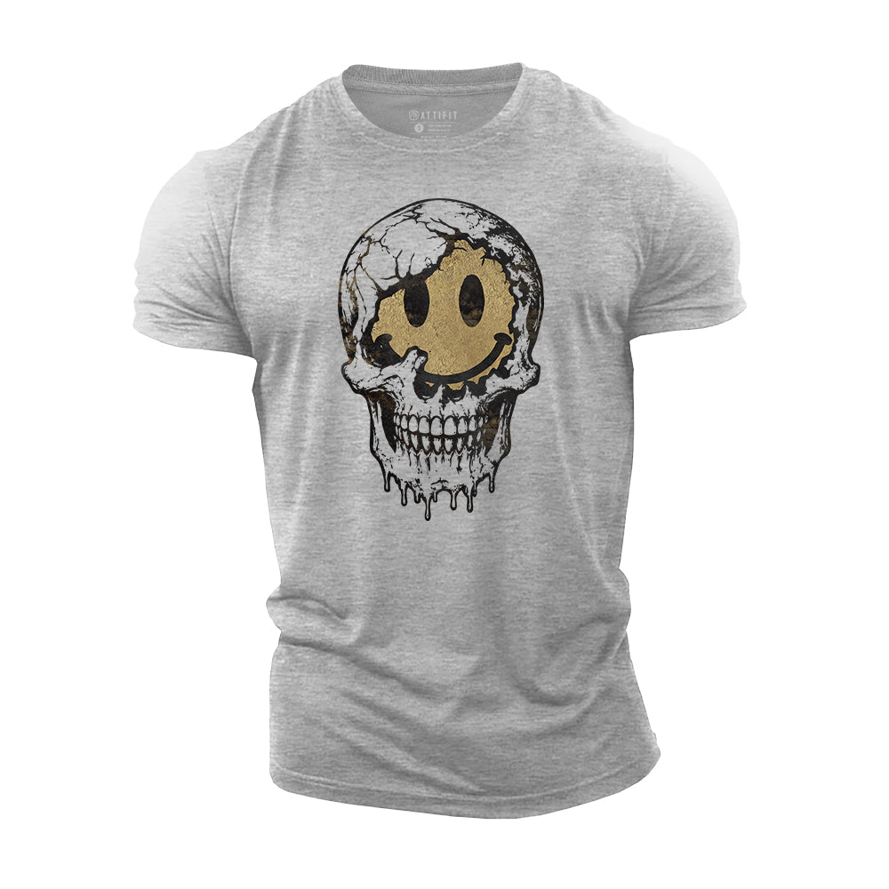 Smiling Skull Face Cotton T-Shirt