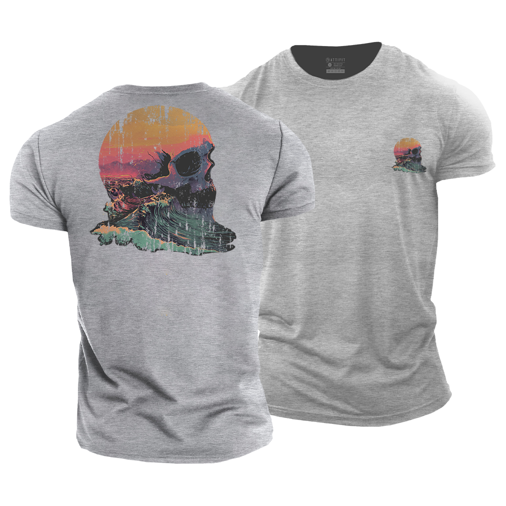 Colored Skull Landscape Cotton T-Shirt