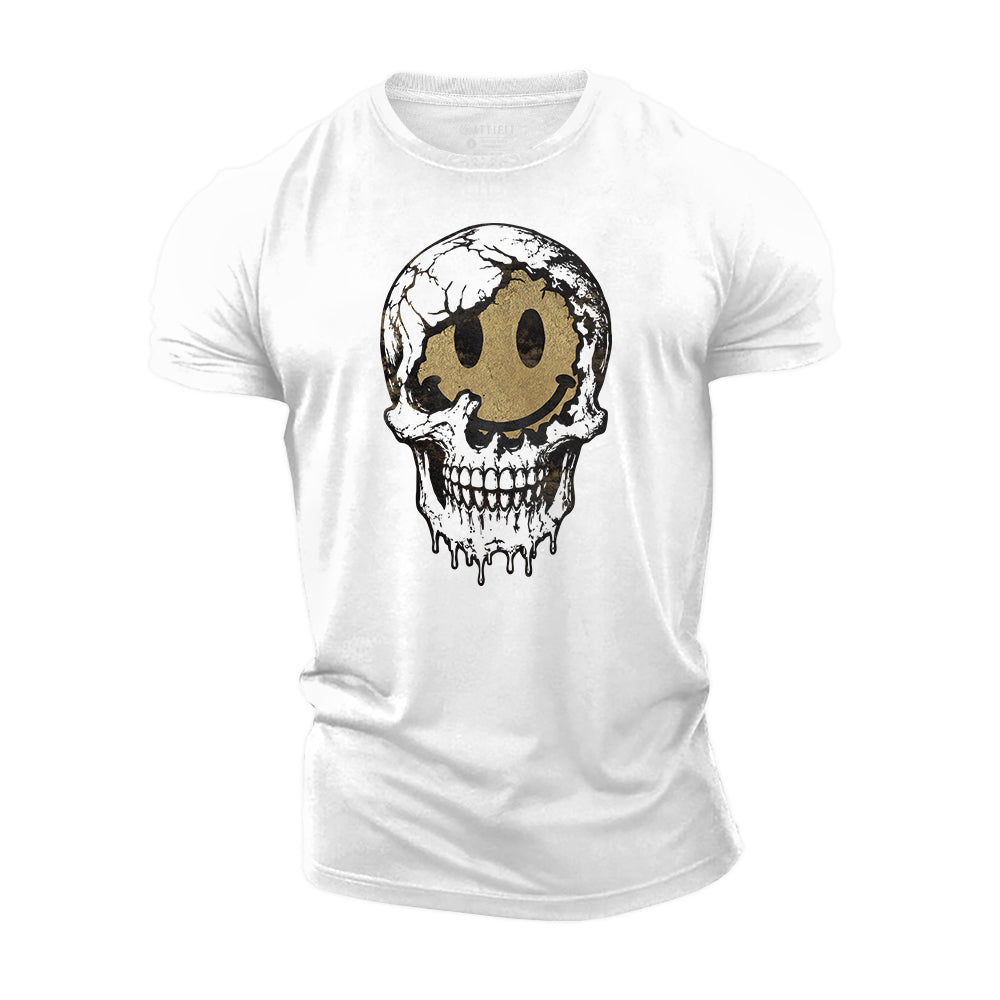 Smiling Skull Face Cotton T-Shirt