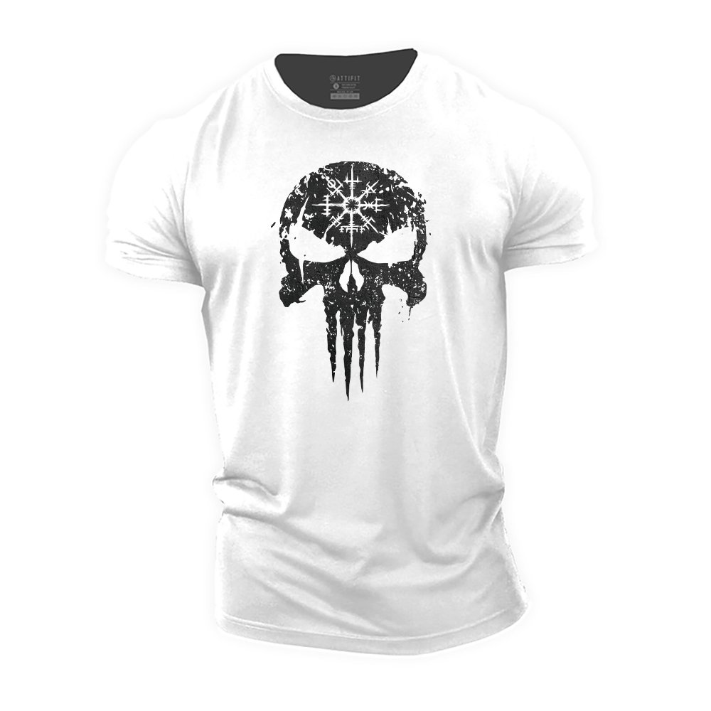 Viking Compass Skull Cotton T-Shirt