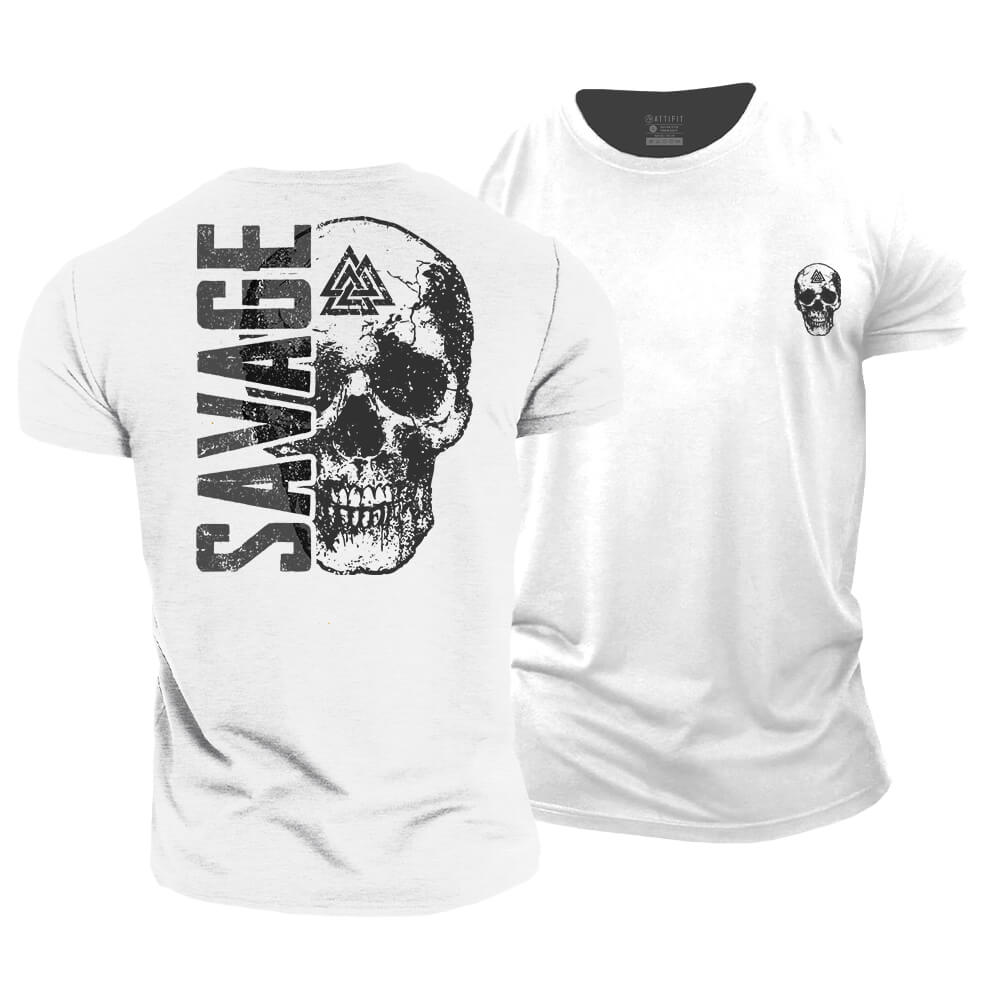 Savage Skull Cotton T-Shirt