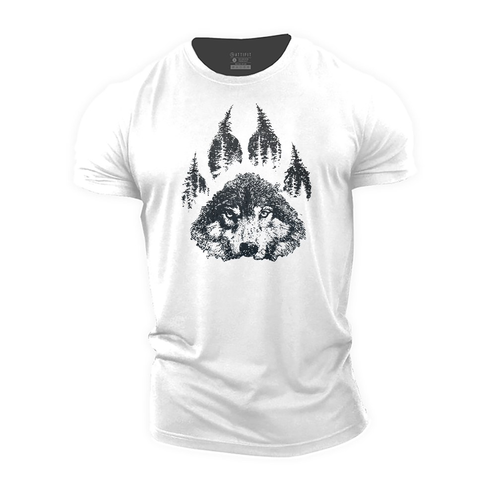 Wolf Paw Forest Cotton T-Shirt
