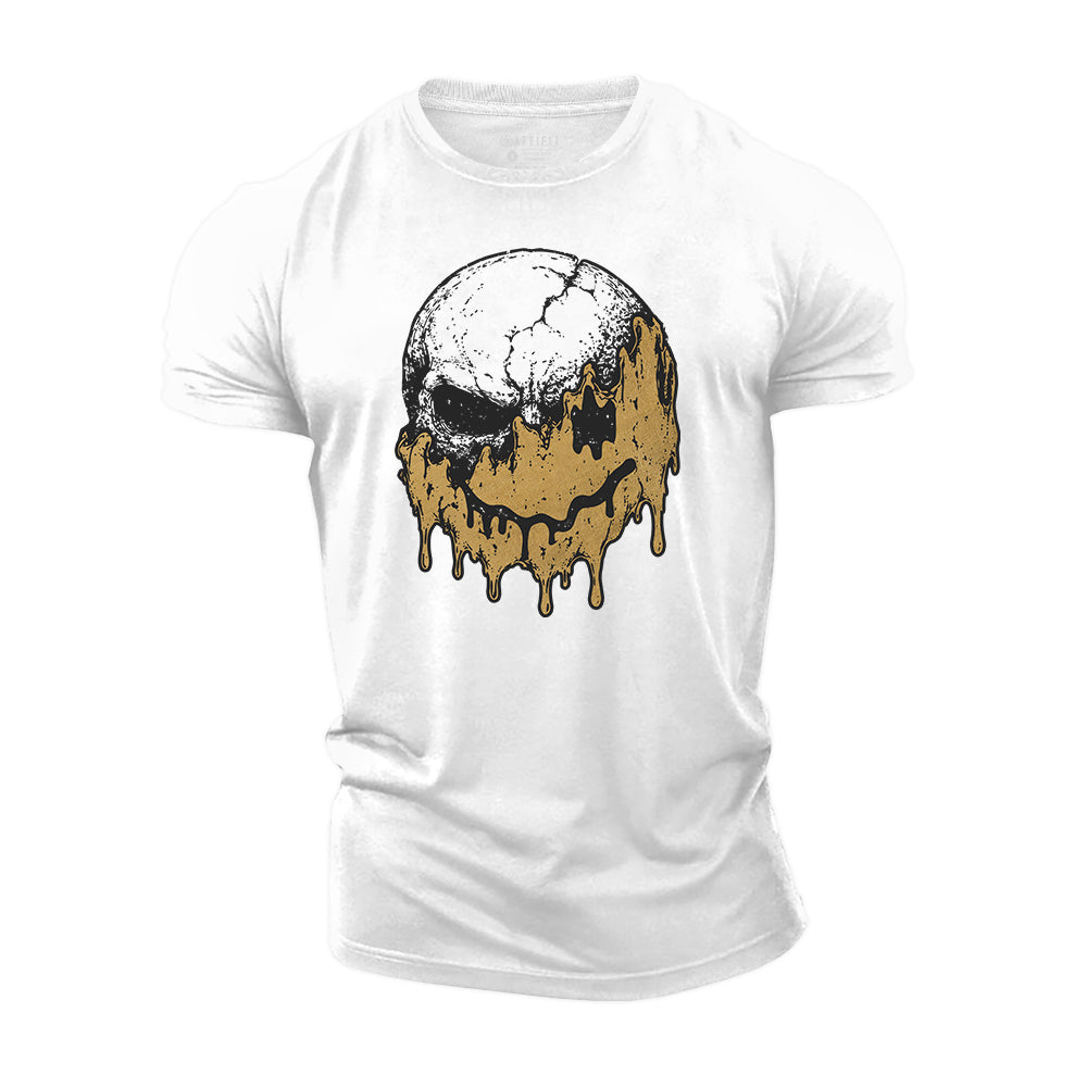Dripping Happy Skull Cotton T-Shirt