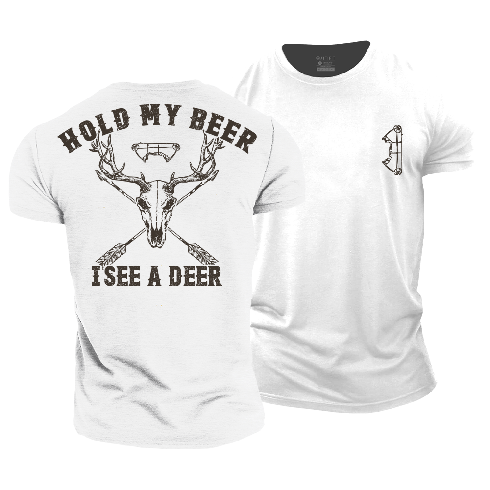 Hold My Beer I See a Deer Cotton T-Shirt